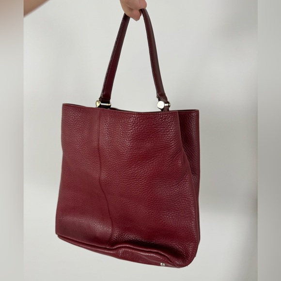 Puntotres leather bucket bag dark red studded made in spain handbag - Picture 13 of 14